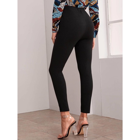 Tie Front Pocket Skinny Pants black - Picture 3 of 11